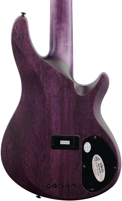 Schecter C-5 GT Electric Bass, Left-Handed, Satin Transparent Purple, Body Straight Back