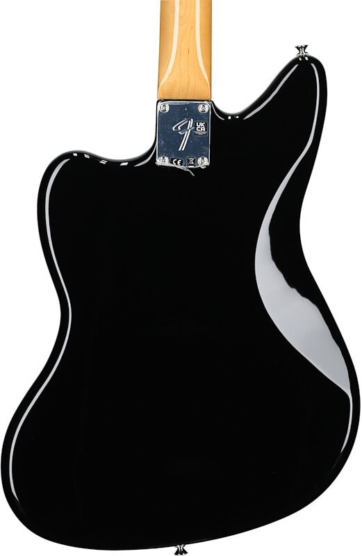 Fender Vintera II '70s Jaguar Electric Guitar, Maple Fingerboard (with Gig Bag), Black, Body Straight Back