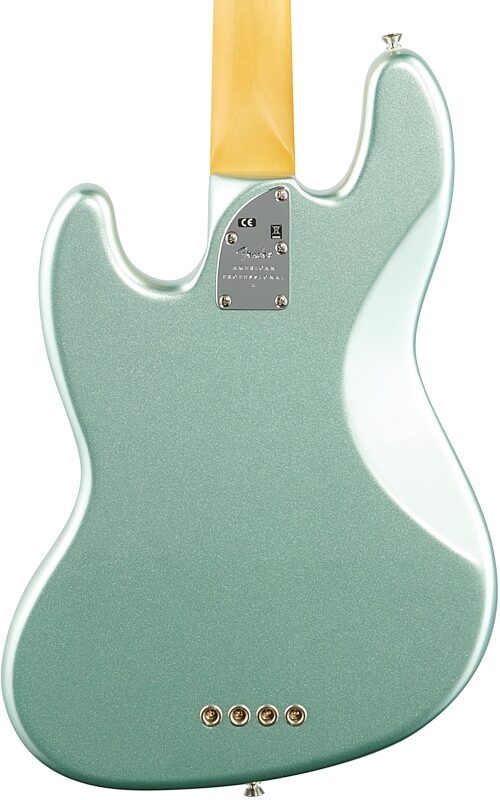 Fender American Pro II Jazz Electric Bass, Maple Fingerboard (with Case), Mystic Surf Green, Body Straight Back