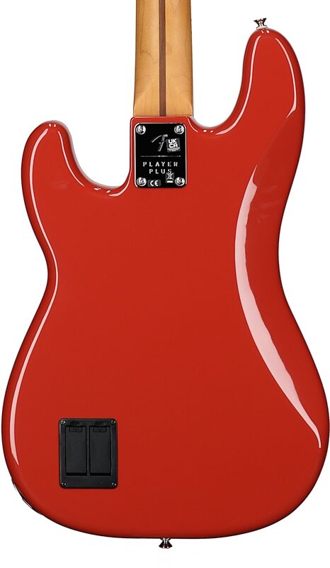 Fender Player Plus Precision Electric Bass, Maple Fingerboard (with Gig Bag), Fiesta Red, Body Straight Back