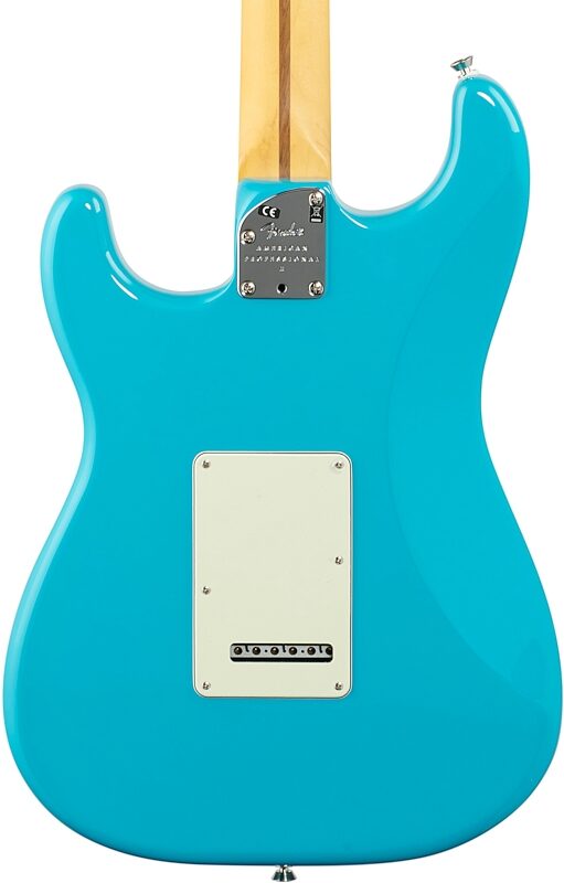 Fender American Professional II Stratocaster Electric Guitar, Rosewood Fingerboard (with Case), Miami Blue, Body Straight Back