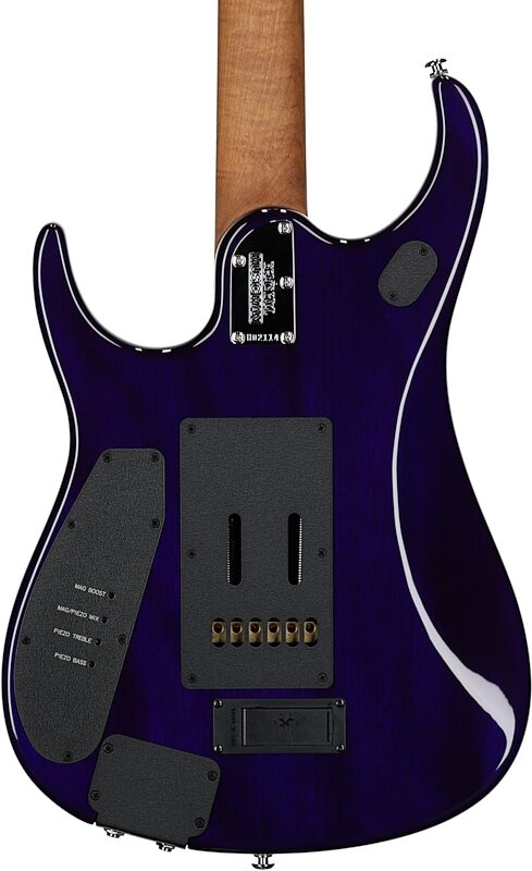Ernie Ball Music Man John Petrucci JP15 Electric Guitar (with Case), Purple Nebula Flame, Body Straight Back