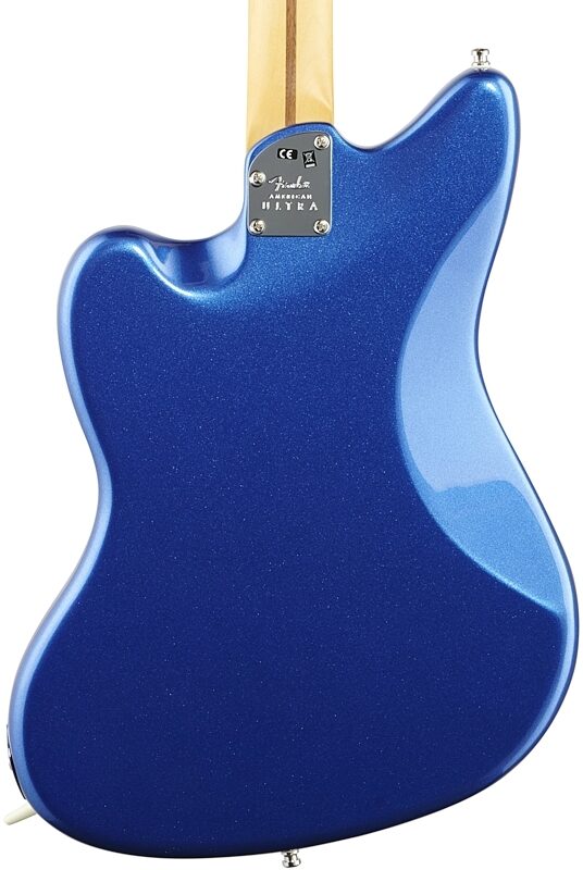 Fender American Ultra Jazzmaster Electric Guitar, Maple Fingerboard (with Case), Cobra Blue, Body Straight Back