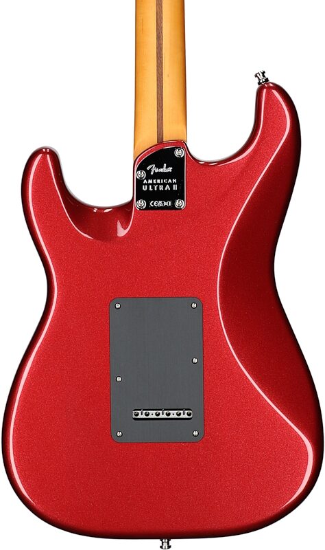 Fender American Ultra II Stratocaster Electric Guitar, Maple Fretboard (with Case), Sinister Red, Body Straight Back