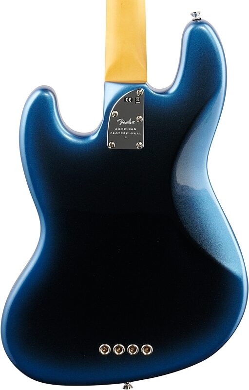 Fender American Pro II Jazz Bass Fretless Bass Guitar (with Case), Dark Night, Body Straight Back