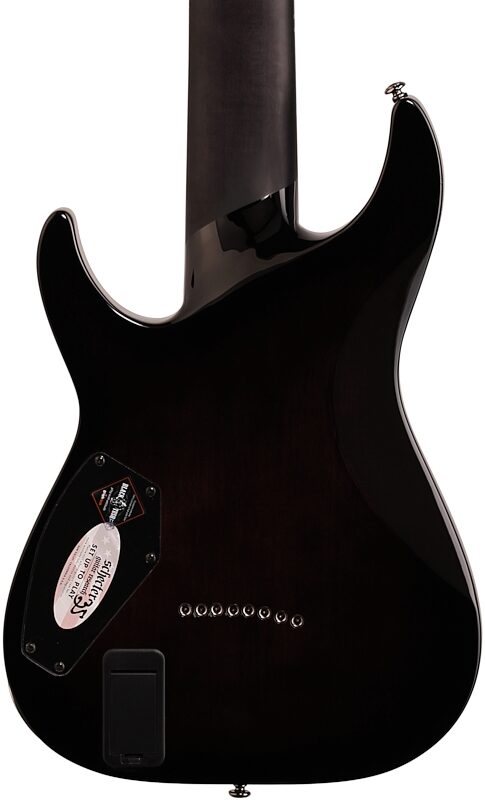 Schecter Hellraiser Hybrid C-8 Electric Guitar, 8-String, Transparent Black Burst, Body Straight Back