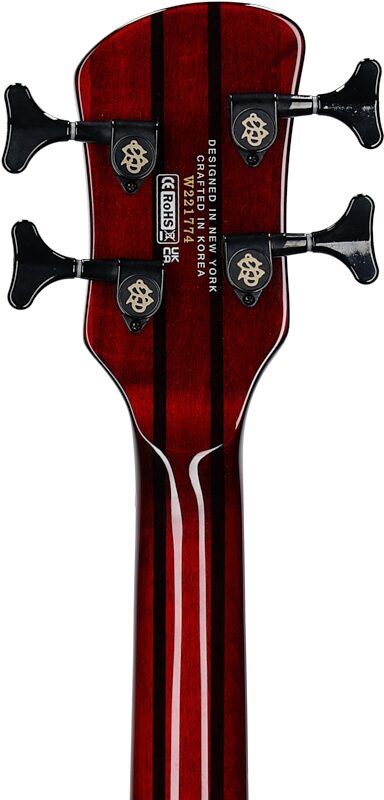 Spector NS Dimension Multi-Scale 4-String Bass Guitar (with Bag), Inferno Red Gloss, Serial Number 21W221774, Headstock Straight Back