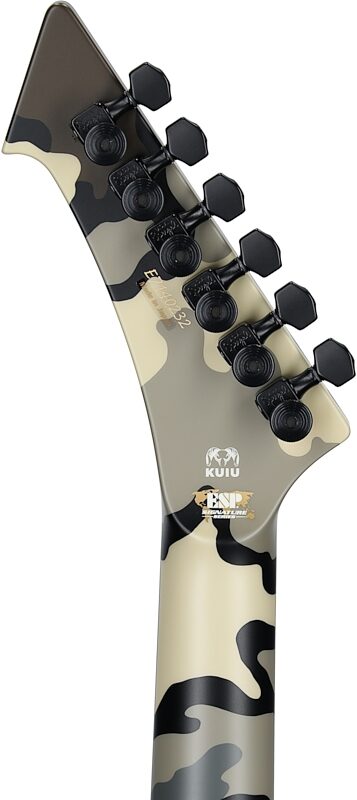ESP James Hetfield Snakebyte Electric Guitar (with Case), Kuiu Camo, Serial Number E7140232, Headstock Straight Back