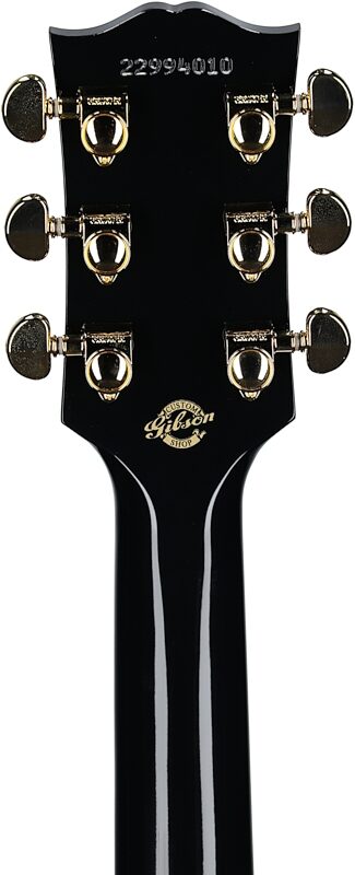 Gibson Custom J-45 Acoustic-Electric Guitar (with Case), Ebony, Serial Number 22994010, Headstock Straight Back