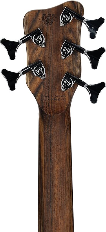 Warwick GPS Corvette Standard 5 Electric Bass, 5-String (with Gig Bag), Bubinga, Serial Number GPSA00963322, Headstock Straight Back