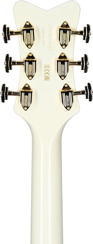 Gretsch G6134T58 Vintage Select 58 Electric Guitar (with Case), Penguin White, Serial Number JT25010143, Headstock Straight Back