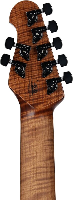 Ernie Ball Music Man John Petrucci JP15 7 Electric Guitar, 7-String (with Case), Tiger Eye Flame, Serial Number K07142, Headstock Straight Back