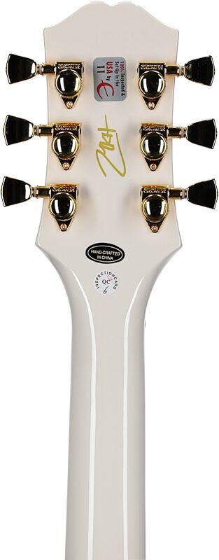 Epiphone Matt Heafy Les Paul Custom Origins Electric Guitar, Left-Handed (with Case), Bone White, Headstock Straight Back