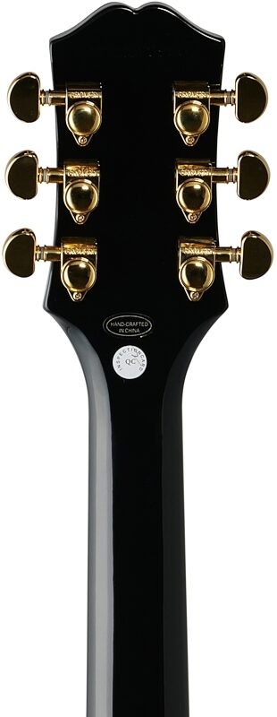 Epiphone Les Paul Custom Electric Guitar, Ebony, with Gold Hardware, Headstock Straight Back