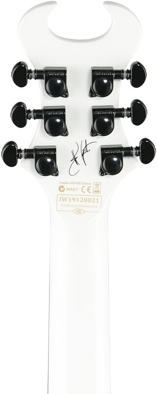 Schecter Synyster Gates Standard Electric Guitar, White and Black Pinstripe, Headstock Straight Back