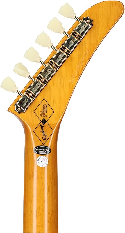 Epiphone 1958 Korina Explorer Electric Guitar, Left-Handed (with Case), Aged Natural, with White Pickguard, Scratch and Dent, Headstock Straight Back