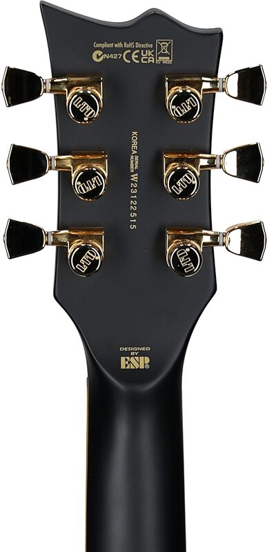 ESP LTD Viper 1000 Electric Guitar, Vintage Black, Headstock Straight Back