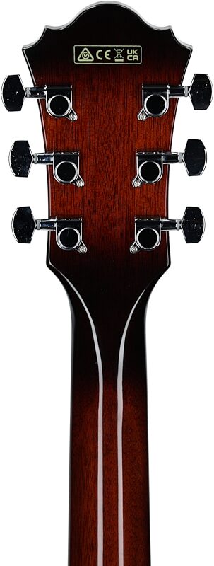 Ibanez AE160 Acoustic-Electric Guitar, Vintage Mahogany Sunburst, Headstock Straight Back