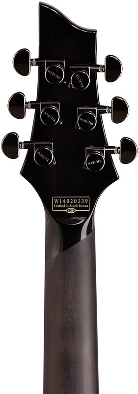 Schecter Hellraiser Hybrid C-1 Electric Guitar, Transparent Black Burst, Headstock Straight Back