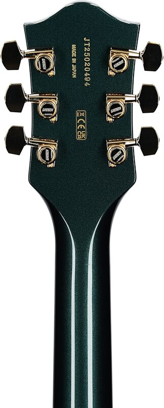 Gretsch Professional Collection Broadkaster LX Center Block Semi-hollowbody Electric Guitar (with Case), Cadillac Green, Headstock Straight Back
