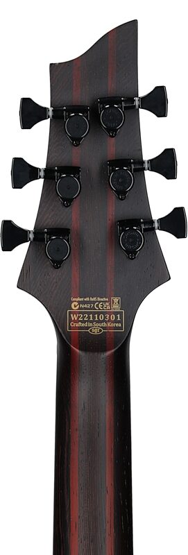 Schecter John Browne Tao-6 Electric Guitar, Transparent Purple, Headstock Straight Back