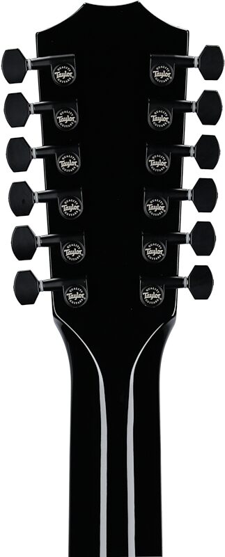 Taylor 250ce Deluxe 12-String Acoustic-Electric Guitar (with Case), Black, Headstock Straight Back