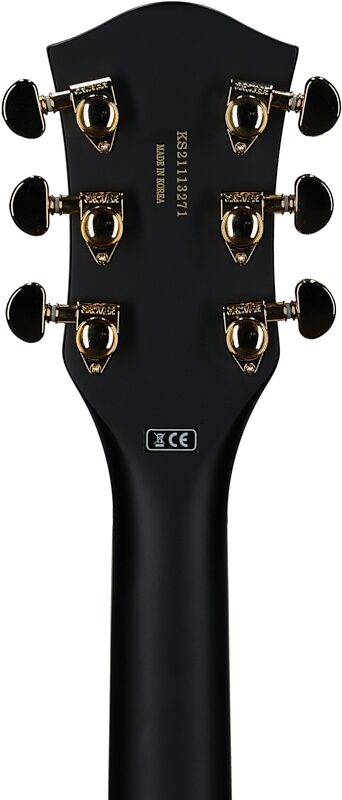 Gretsch G519BK Tim Armstrong Electromatic Hollowbody Electric Guitar, Black, Headstock Straight Back