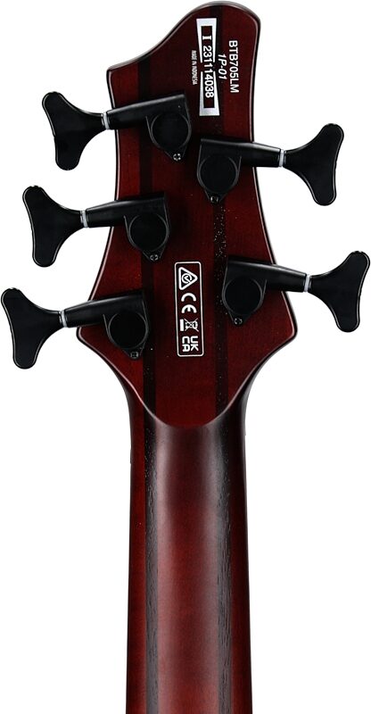 Ibanez BTB705 Bass Workshop Multi-scale Electric Bass, Natural Brown Burst, Headstock Straight Back