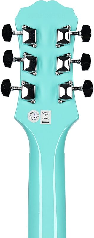 Epiphone Les Paul Melody Maker E1 Electric Guitar, Turquoise, Scratch and Dent, Headstock Straight Back