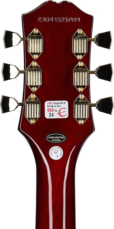 Epiphone Joe Bonamassa 1963 SG Custom Electric Guitar (with Custom Hard Case), Dark Wine Red, Headstock Straight Back