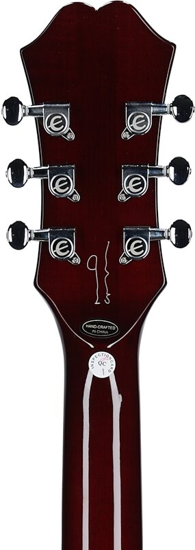 Epiphone Noel Gallagher Riviera Electric Guitar (with Case), Left-Handed, Dark Wine Red, Blemished, Headstock Straight Back