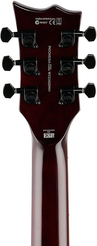 ESP LTD Viper 256QM Electric Guitar, Dark Brown Sunburst, Headstock Straight Back