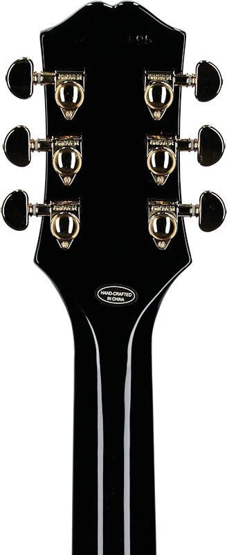 Epiphone Inspired by Gibson Les Paul Custom Electric Guitar, Left-Handed (with Gig Bag), Ebony, Headstock Straight Back