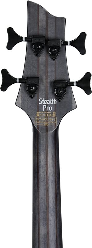 Schecter Stiletto Stealth-4 Pro EX Electric Bass, Left-Handed, Black, Headstock Straight Back