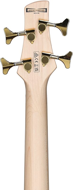 Ibanez GSR200PC Gio Electric Bass, Transparent Pale Black Burst, Headstock Straight Back