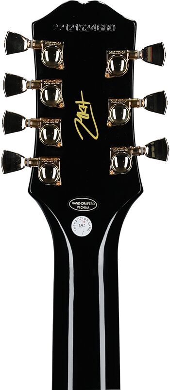 Epiphone Matt Heafy Les Paul Custom Origins Electric Guitar, Left-Handed 7-String (with Case), Ebony, Headstock Straight Back