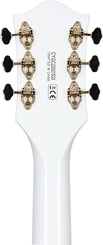 Gretsch G5422TG Electromatic Hollowbody Double Cutaway Electric Guitar, Snow Crest White, Headstock Straight Back