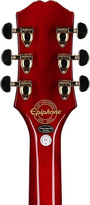 Epiphone 150th Anniversary Sheraton Electric Guitar (with Case), Cherry, Headstock Straight Back