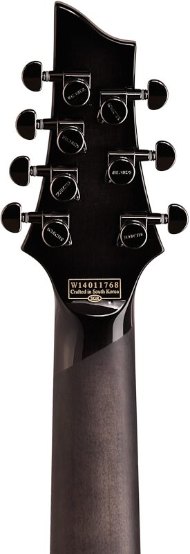 Schecter Hellraiser Hybrid C-7 Electric Guitar, 7-String, Transparent Black Burst, Headstock Straight Back