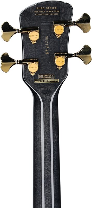 Spector Euro 4 Custom Electric Bass (with Gig Bag), Natural Black Burst, Headstock Straight Back
