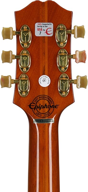 Epiphone 150th Anniversary Zephyr DeLuxe Regent Electric Guitar (with Case), Natural, Headstock Straight Back