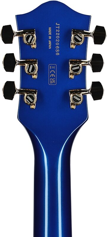 Gretsch G6120TG Players Edition Nashville Electric Guitar (with Case), Azure Metallic, Headstock Straight Back