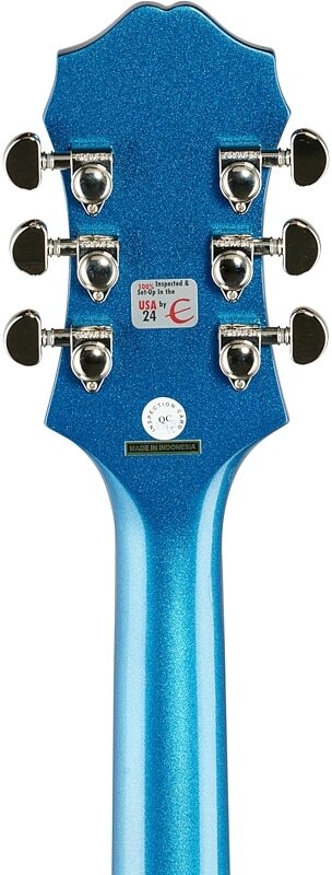 Epiphone Emperor Swingster Electric Guitar, Delta Blue Metallic, Headstock Straight Back