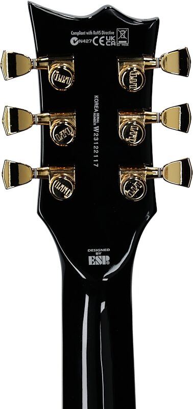 ESP LTD Deluxe EC-1000 Fluence Electric Guitar, Black, Headstock Straight Back