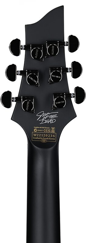 Schecter Juan of the Dead V-1 Electric Guitar, Black Reign, Headstock Straight Back