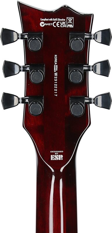 ESP LTD EC-1000-QM Electric Guitar, See-Thru Black Cherry, Headstock Straight Back