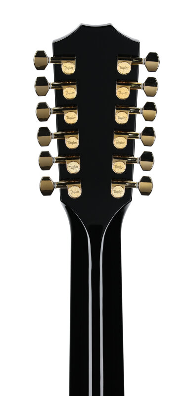 Taylor 657ce Doce Doble Grand Pacific Acoustic-Electric Guitar, 12-String (with Case), Black, Headstock Straight Back