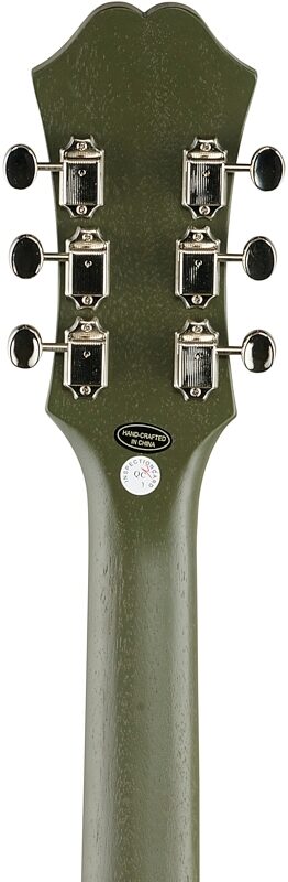 Epiphone Casino Worn Hollowbody Electric Guitar, Worn Olive Drab, Blemished, Headstock Straight Back