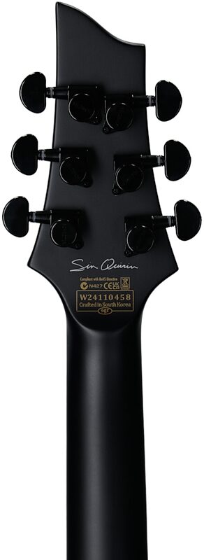 Schecter Sin Quirin Signature E-1 Electric Guitar, Satin Black, Headstock Straight Back