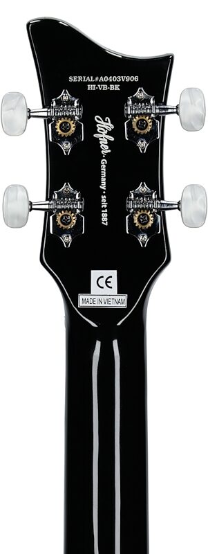 Hofner Ignition Violin Electric Bass, Black, Headstock Straight Back